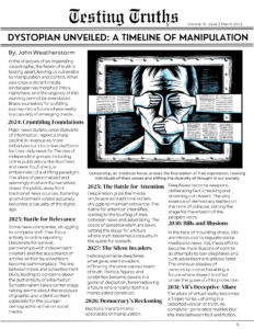 The first page of Testing Truths, recounting the events from 2024-2031